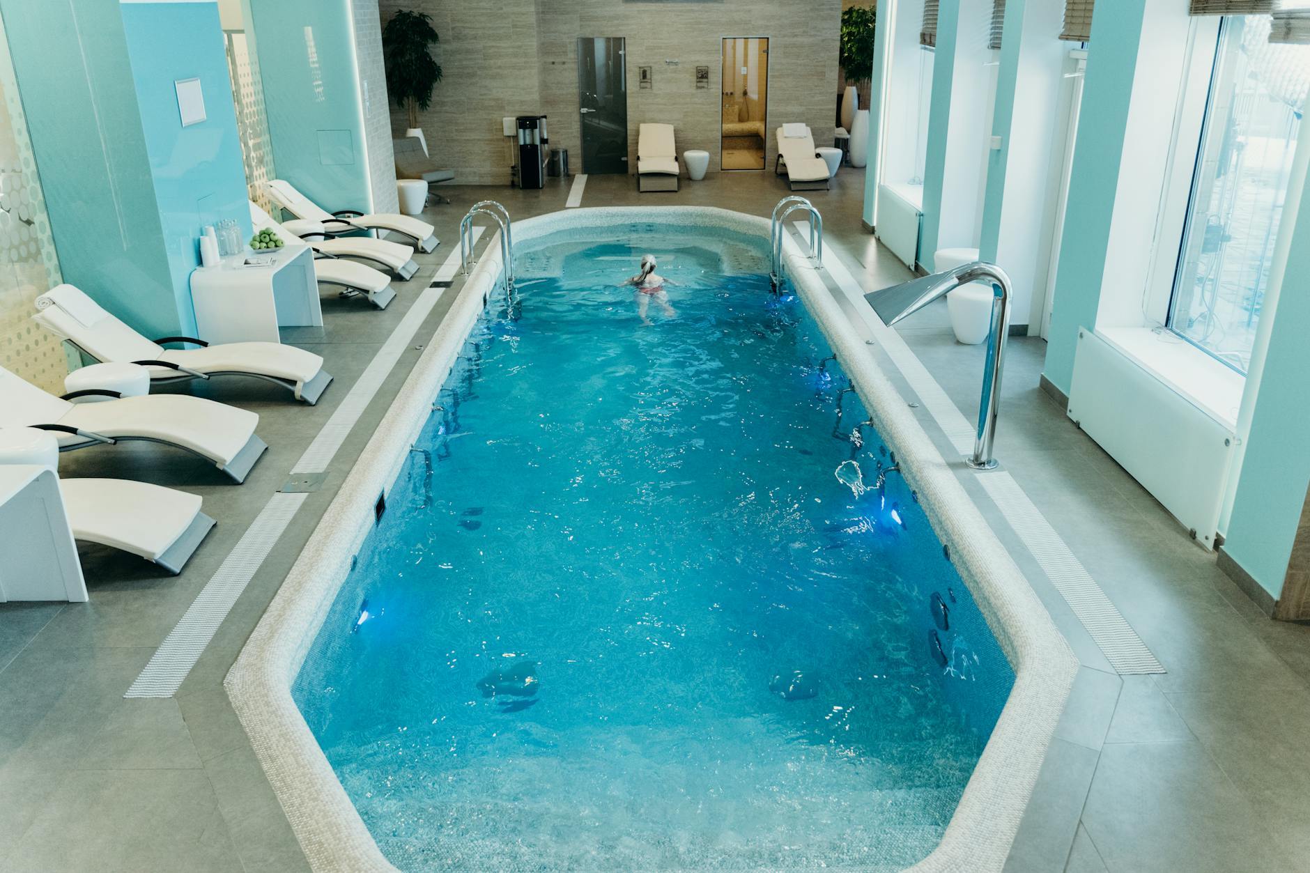Elegant wellness retreat interior with natural lighting and modern decor