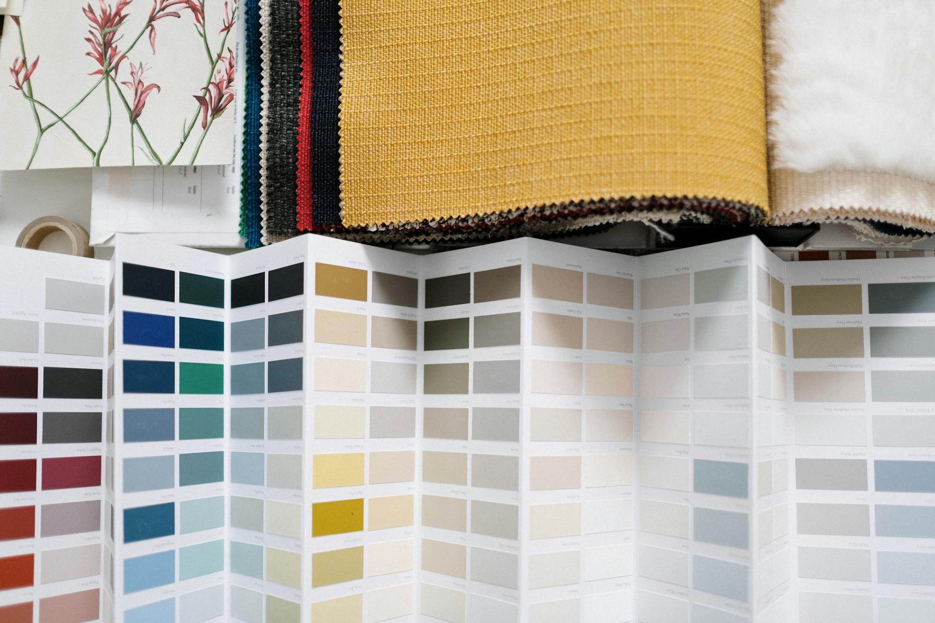 Professional color palette samples arranged for consultation analysis