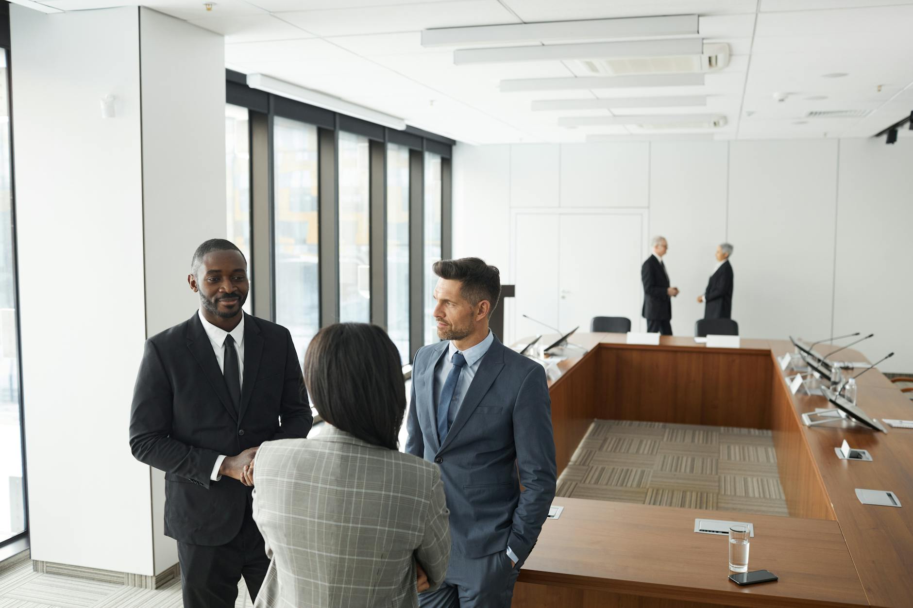 Professional business meeting in modern office conference room