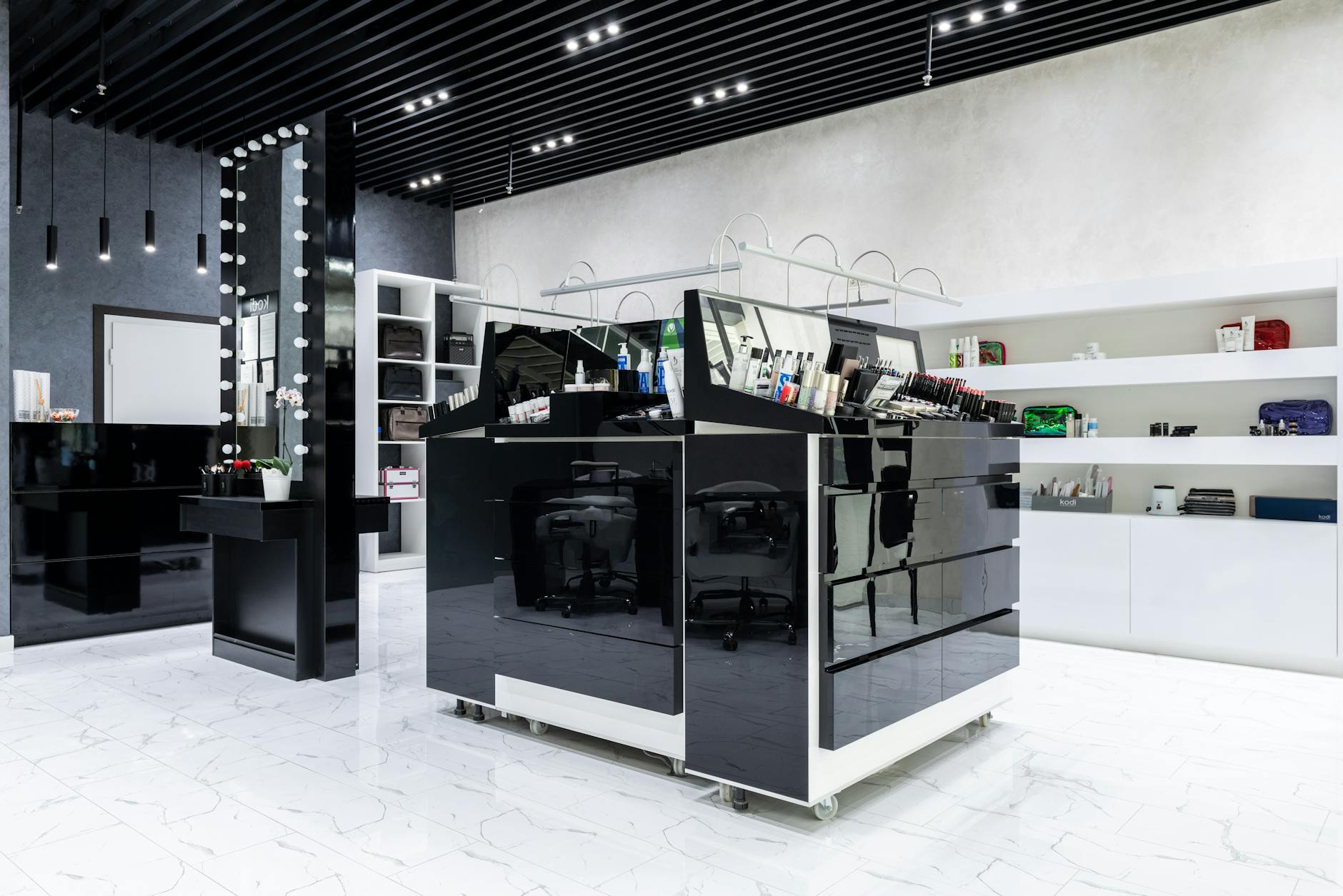 Stylish retail store interior with clothing displays and modern commercial shopping environment