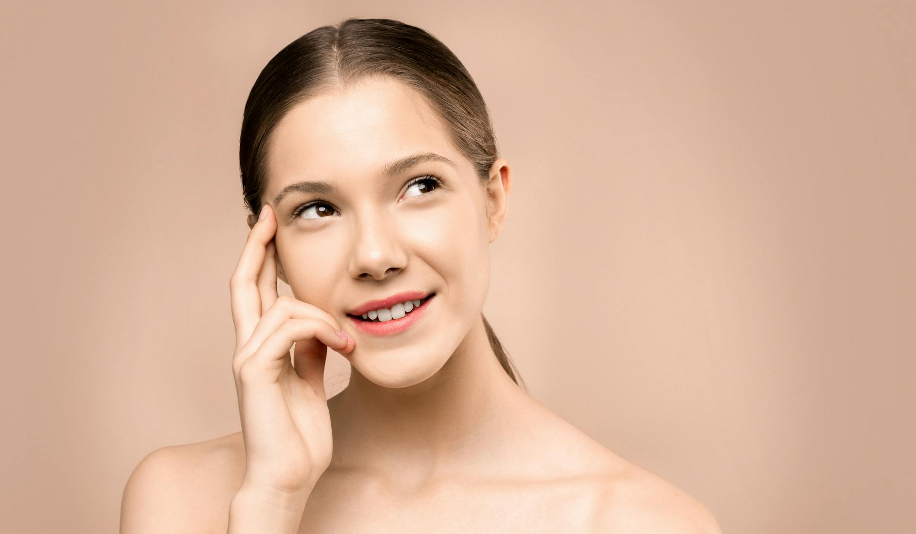 Close-up of clear, healthy skin showing results of acne treatment