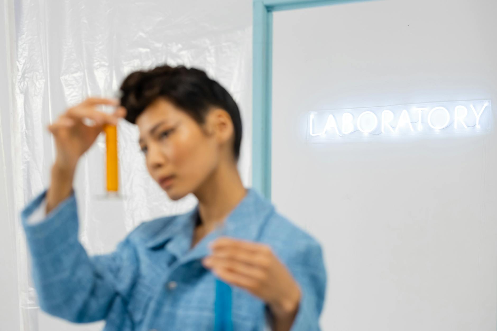 Scientific laboratory setting showing cosmetic research and development of skincare products
