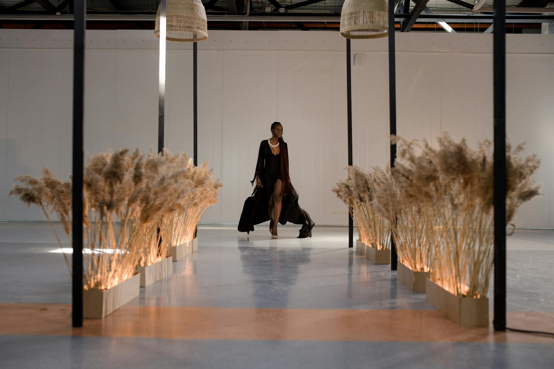 Models and guests at a London fashion week runway presentation