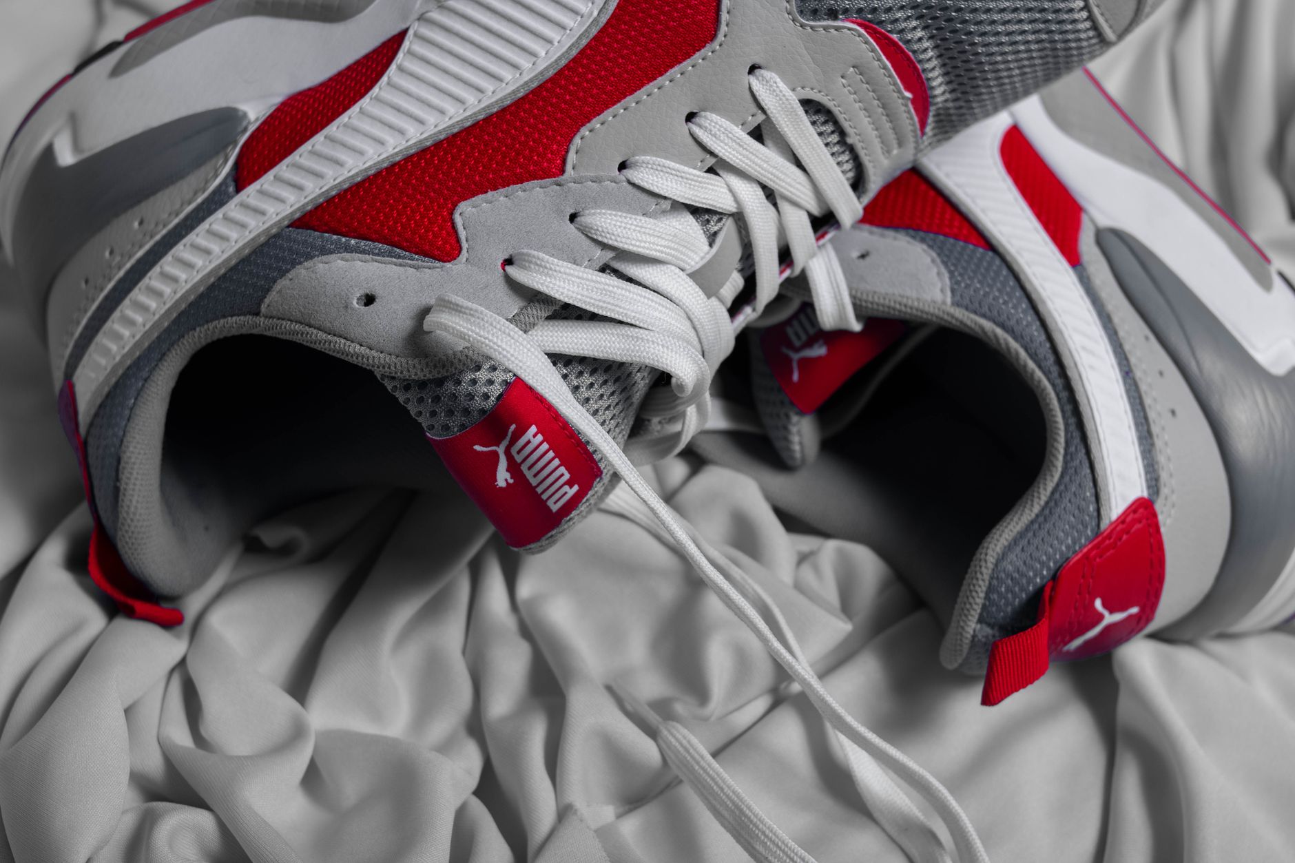 Detail shot of a performance athletic shoe sole and upper