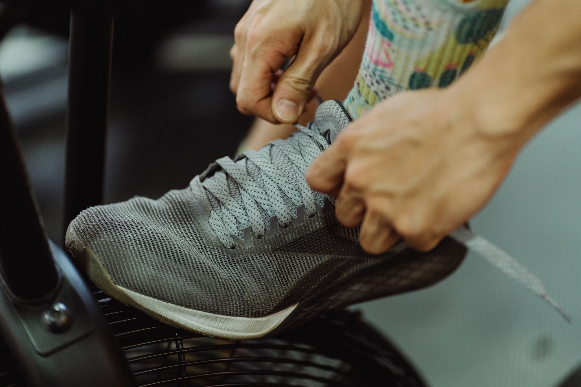 Close-up of athletic sneaker soles and detailing
