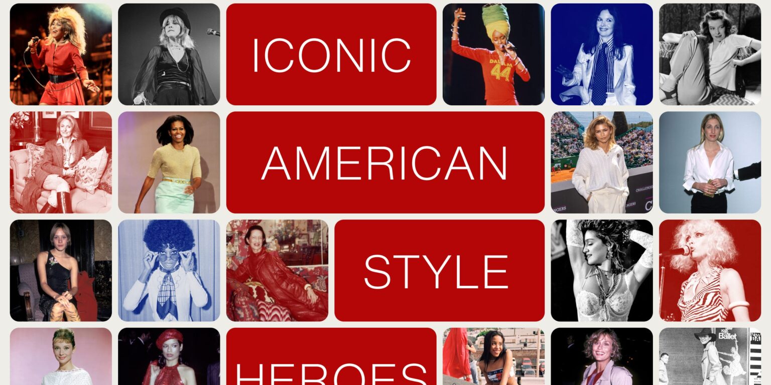 Archival fashion display representing decades of American style history