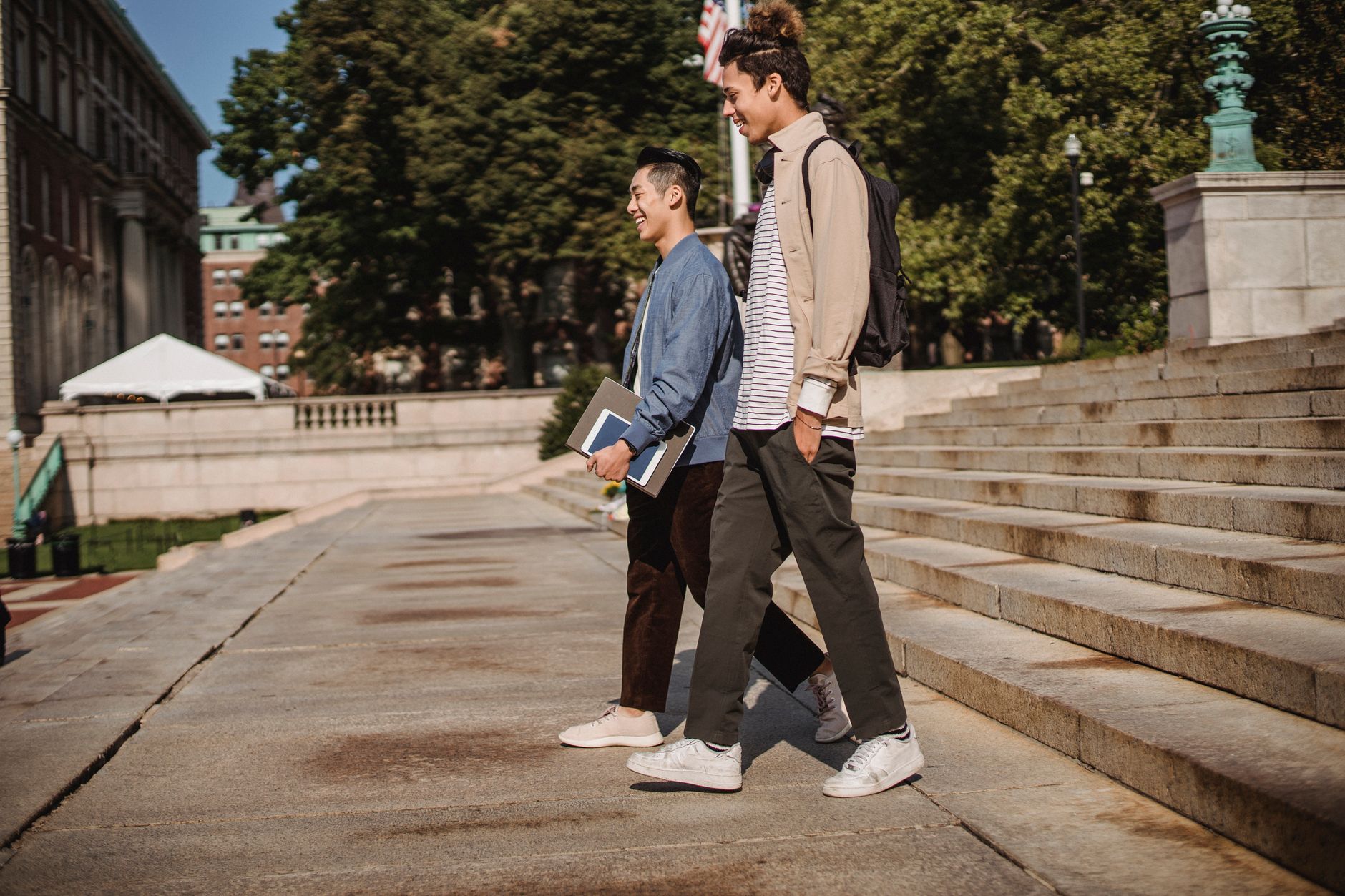 College students in casual fashion on a university campus, reflecting the Bama Rush sorority recruitment aesthetic