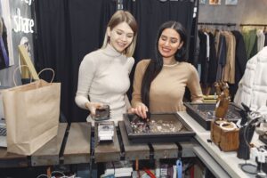 Digital interface showing fashion products on an online retail platform