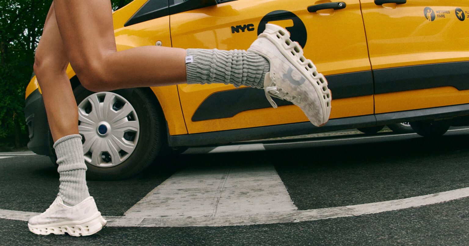 Colorful women's athletic sneakers on a clean background