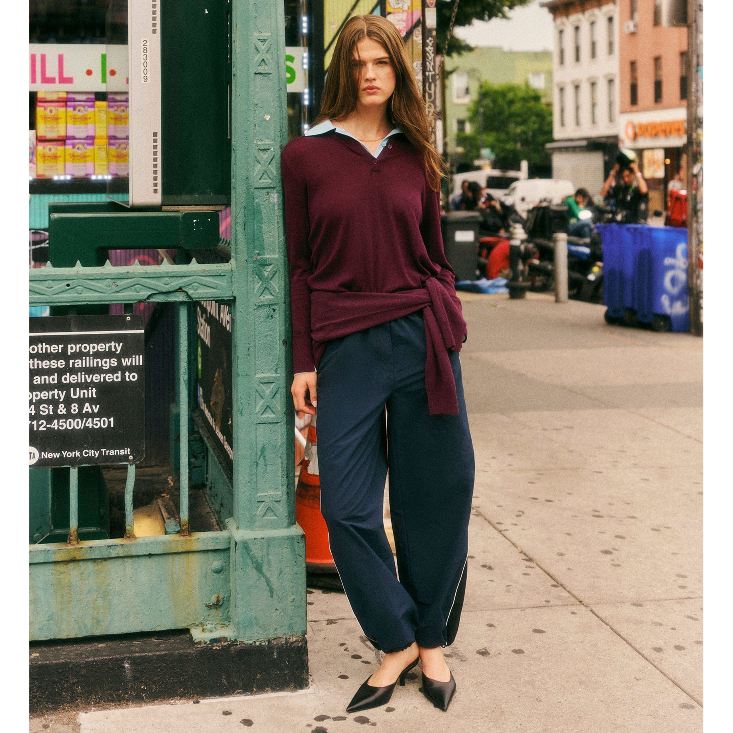 Model in soft romantic clothing suggesting lived-in elegance