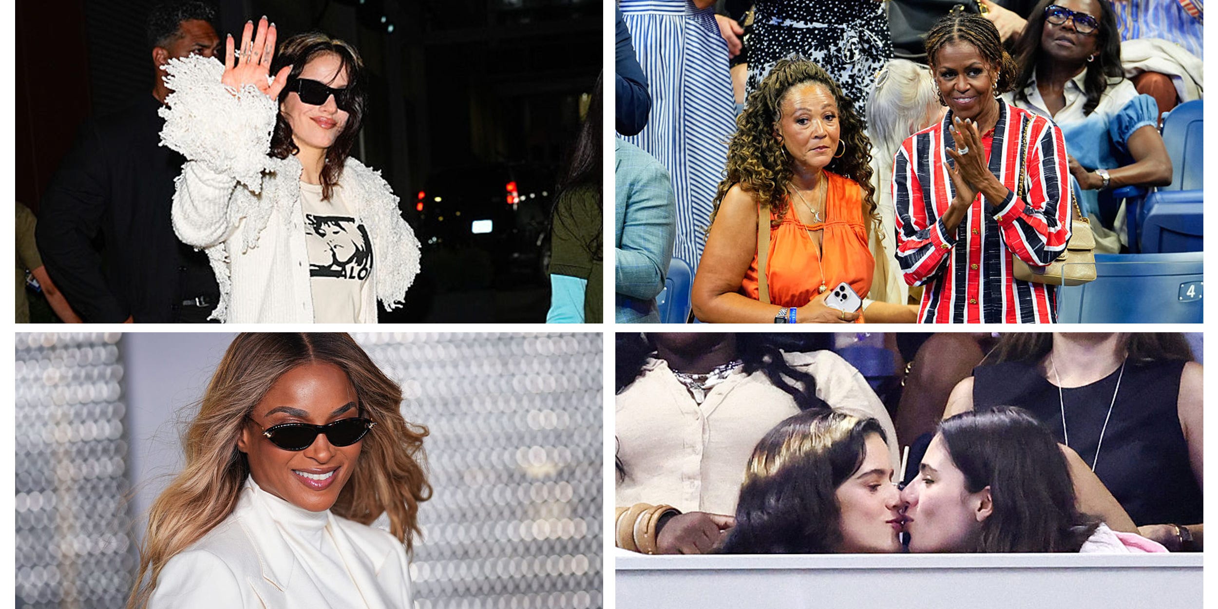 Stylishly dressed attendees at an outdoor summer sporting event