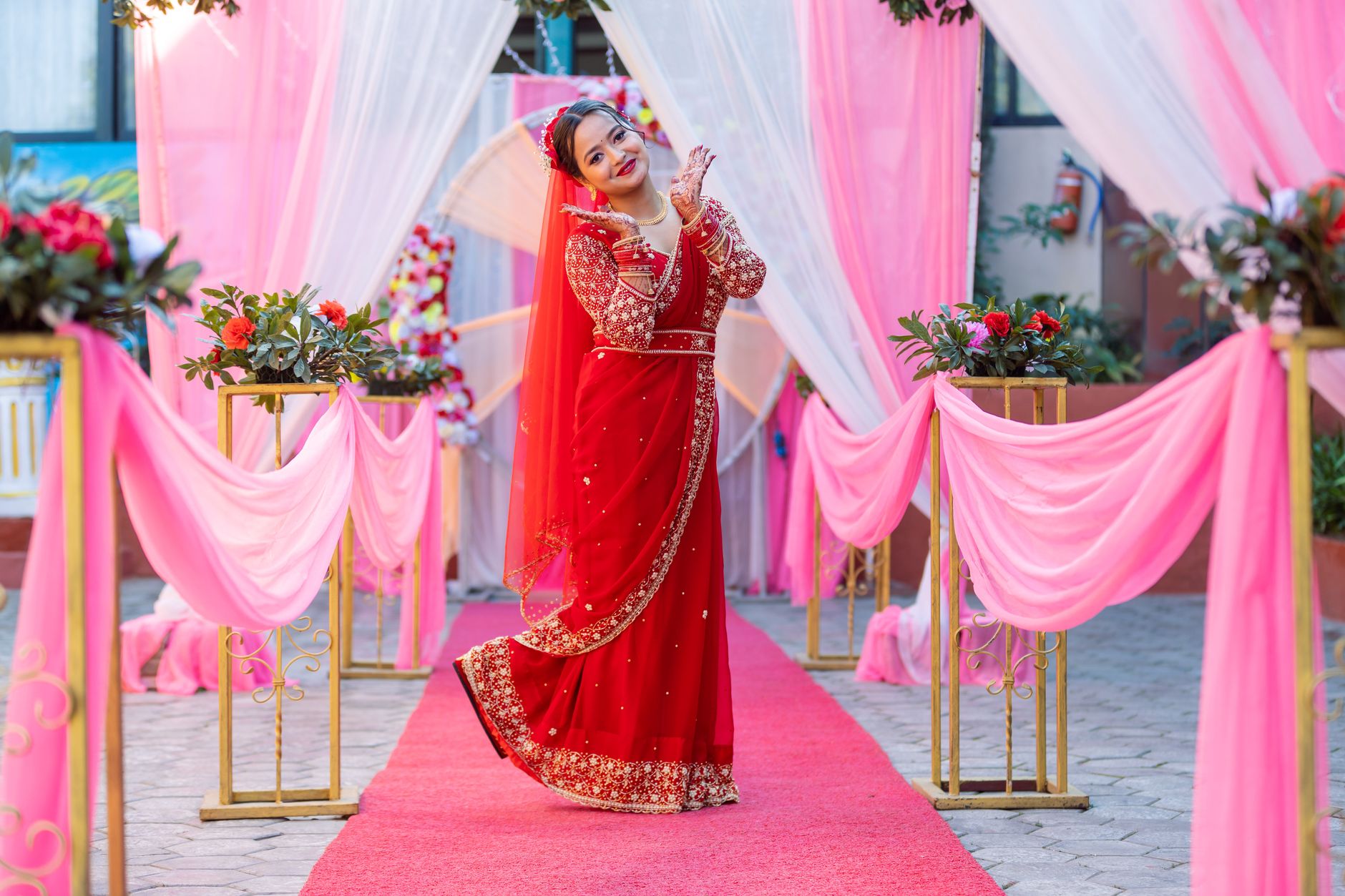 Elegant red carpet entrance at an international film festival event